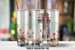 Watercolor Lighthouse Tumbler Wrap Sublimation Designs Product Image 3