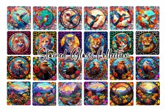 Stained Glass Square Coaster Sublimation Designs PNG Product Image 2