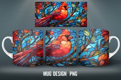 Cardinal Stained Glass Mug Wrap Sublimation Designs Product Image 4