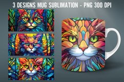 Cat Stained Glass Mug Wrap Sublimation Designs Product Image 1