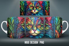 Cat Stained Glass Mug Wrap Sublimation Designs Product Image 3