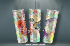 Watercolor Hummingbird Tumbler Wrap Sublimation Design Product Image 4