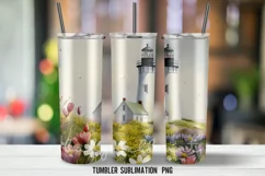 Watercolor Lighthouse Tumbler Wrap Sublimation Designs Product Image 2