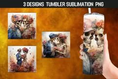Skeleton Couple Tumbler Wrap Sublimation Designs|Halloween Product Image 1