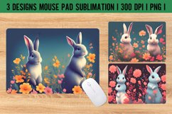 Bunny Flower Mouse Pad Sublimation Design PNG Product Image 1