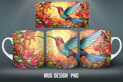 Hummingbird Stained Glass Mug Wrap Sublimation Designs Product Image 2