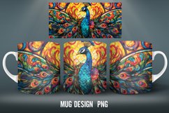 Peacock Stained Glass Mug Wrap Sublimation Designs Product Image 3