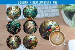 Hummingbird Stained Glass Round Coaster Sublimation|Coaster Product Image 1