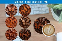 3D Leather Butterfile Round Coaster Sublimation Designs Product Image 1