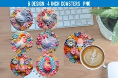 Chicken Round Coaster Sublimation Design Product Image 1