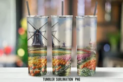 Watercolor Windmill Tulips Tumbler Wrap Sublimation Designs Product Image 4