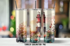Watercolor Lighthouse Tumbler Wrap Sublimation Designs Product Image 4