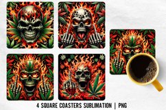 Skull Canabis Sqaure Coaster Sublimation Design Product Image 1