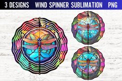 Dragonflies Stain Glass Wind Spinner Sublimation PNG Product Image 1