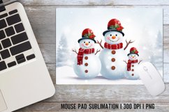 Snowman Family Christmas Mouse Pad Sublimation Design Product Image 1