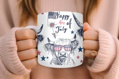 4th of July Mug Sublimation Design - Patriotic Cows Product Image 4