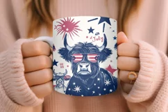 4th of July Mug Sublimation Design - Patriotic Cows Product Image 4