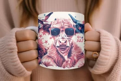 4th of July Mug Sublimation Design - Patriotic Cows Product Image 5