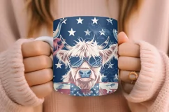 4th of July Mug Sublimation Design - Patriotic Cows Product Image 4
