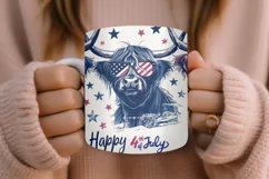 4th of July Mug Sublimation Design - Patriotic Cows Product Image 5