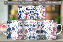 "American pride dog graphics on Independence Day mug"