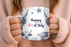 4th of July Mug Sublimation Design - Patriotic Cows Product Image 5