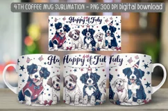 "American pride dog graphics on Independence Day mug"