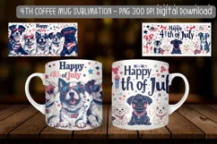 Patriotic dogs 4th of July mug sublimation design download