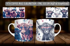 "Patriotic Independence Day coffee cup graphics with cow"