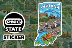 Indiana Sticker PNG SVG | State Outline Decal File | Product Image 1