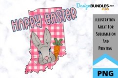 Sublimation Happy Easter State - Indiana - Rabbit Product Image 1