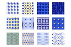 Indigo Florals Digital Paper, Indigo Florals Vector Patterns Product Image 2