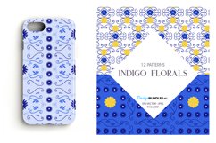 Indigo Florals Digital Paper, Indigo Florals Vector Patterns Product Image 4