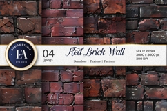 Industrial Dark Red Brick Wall Digital Paper Product Image 1
