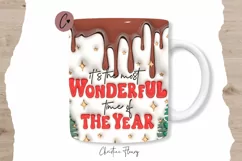 3D Inflated Wonderful Time of the Year Mug Wrap | Mug PNG Product Image 1