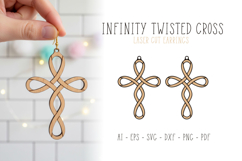 Infinity Twister Cross Earrings, Cross Dangle SVG Laser Cut Product Image 1
