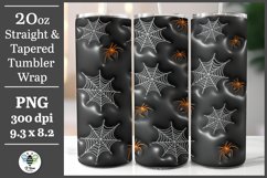 3D inflated spiderweb wrap being shown on a 20oz skinny tumbler