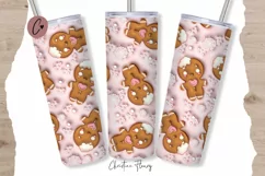 3D Inflated Cute Gingerbread Man Tumbler Wrap PNG Product Image 1
