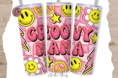 3D Inflated Groovy Mama Tumbler Wrap PNG Product Image 1