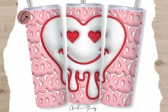 3D Inflated Valentine Melting Heart Tumbler Wrap PNG Product Image 1
