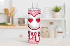 3D Inflated Valentine Melting Heart Tumbler Wrap PNG Product Image 2