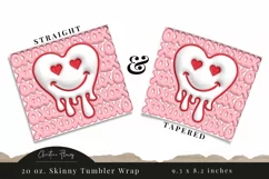 3D Inflated Valentine Melting Heart Tumbler Wrap PNG Product Image 3