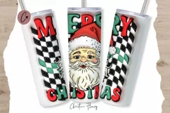 3D Inflated Retro Merry Christmas Tumbler Wrap PNG Product Image 1