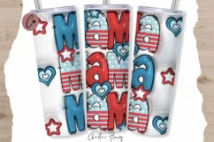 3D Inflated Patriotic Mama Tumbler Wrap PNG Product Image 1