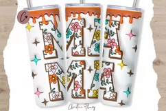 3D Inflated Retro Mama Tumbler Wrap PNG Product Image 1
