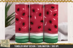 3D Inflated Watermelon Puff Tumbler Wrap is a professional design that is available at 300dpi PNG to use for sublimation of tumblers. Avalaible for 30oz and 20oz sizes.