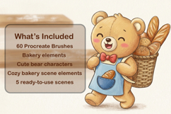 Kawaii Bakery Procreate Brushes | Bear Baking Scenes Product Image 2