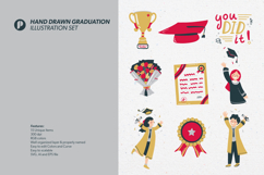 Red Gold Cute Hand Drawn Graduation Illustration Set Product Image 2