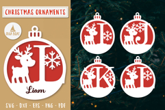 Initial Reindeer Christmas Ornament SVG Laser cut