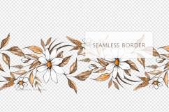Ink Daisy Watercolor Seamless Border Clipart Product Image 3